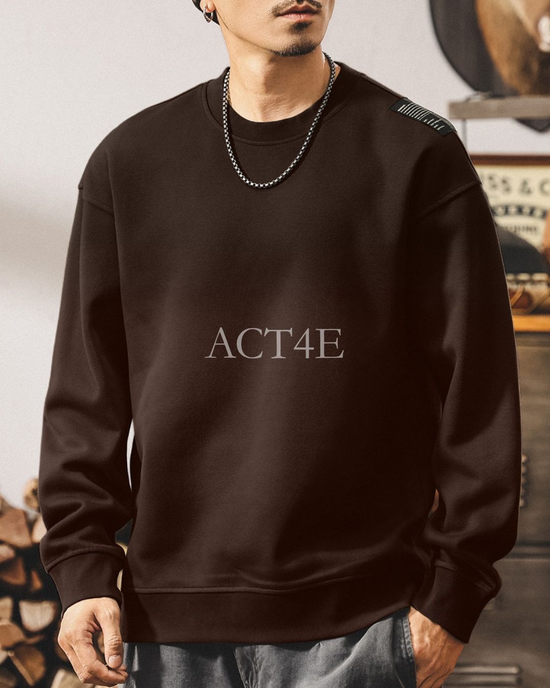 【S-4XL】loose fit vintage crewneck sweatshirt 【ACT0260】
