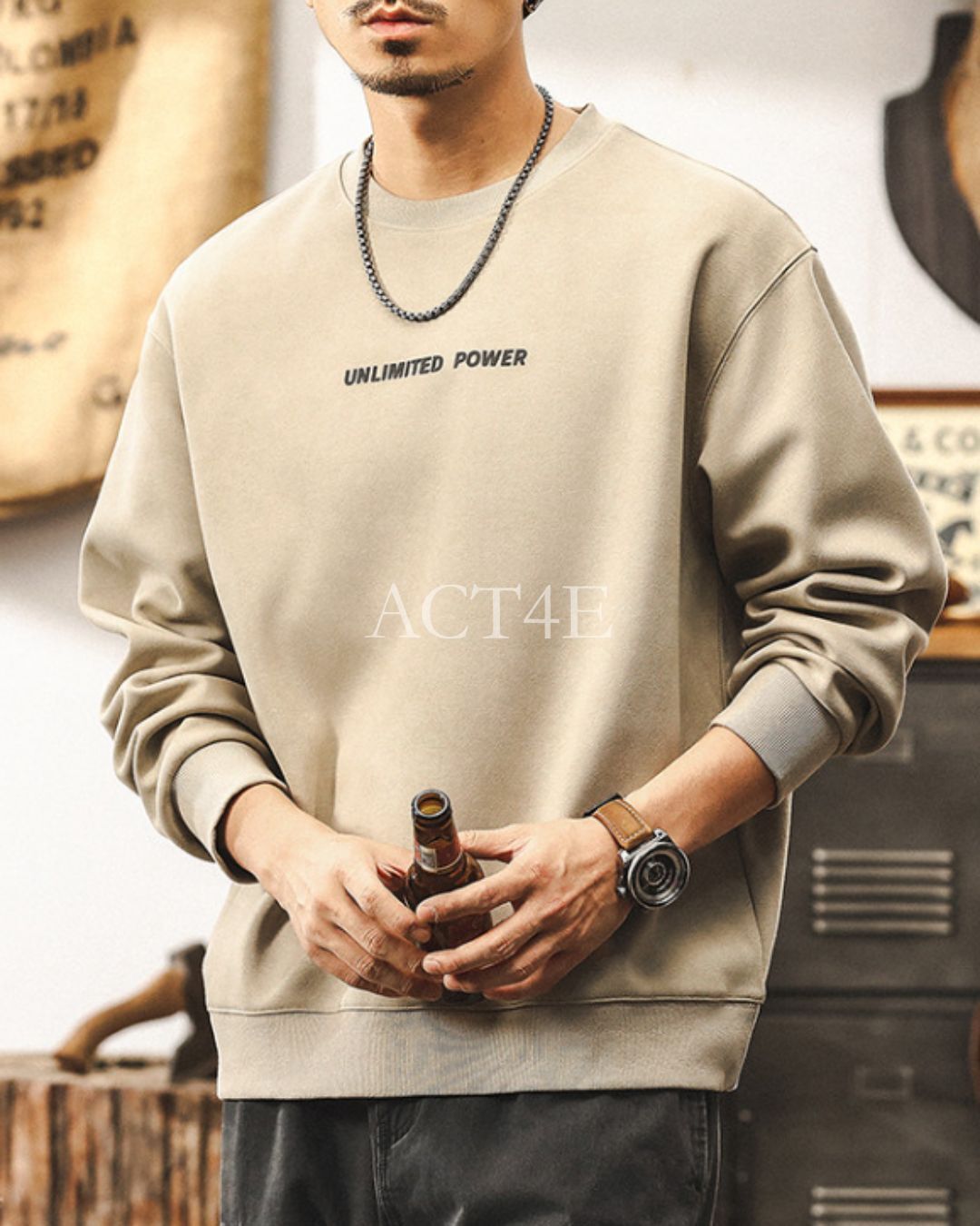 【S-4XL】minimalist front logo loose sweatshirt 【ACT0258】