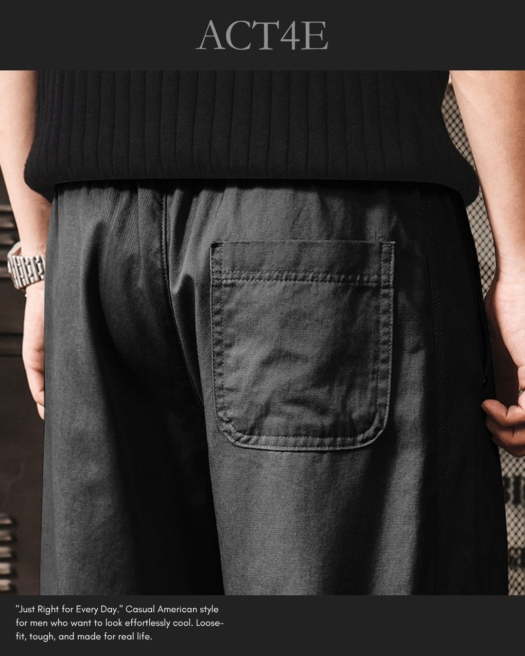 【28-38】relaxed fit casual wide pants 【ACT0255】