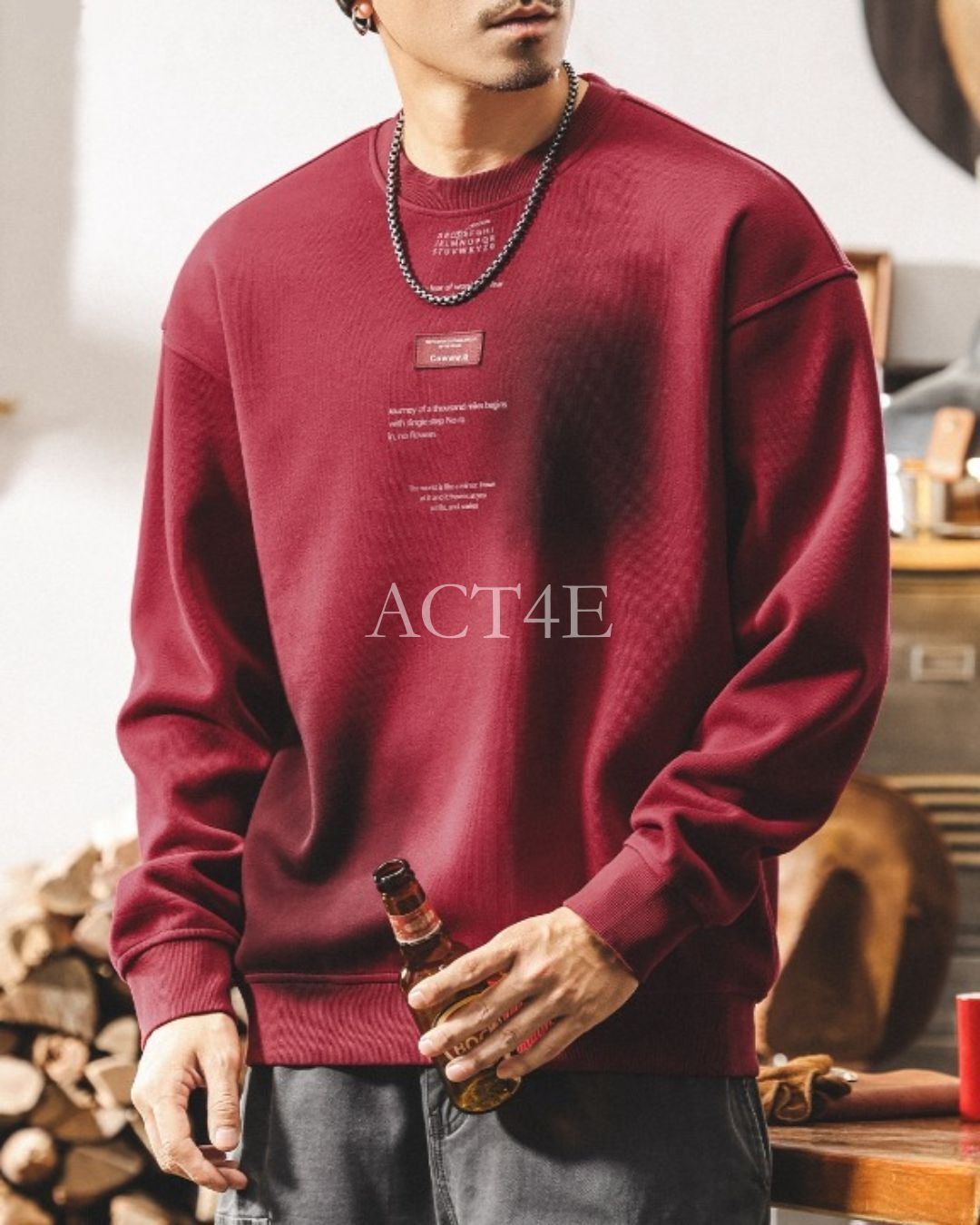 【S-4XL】vintage relaxed graphic crewneck sweatshirt 【ACT0262】