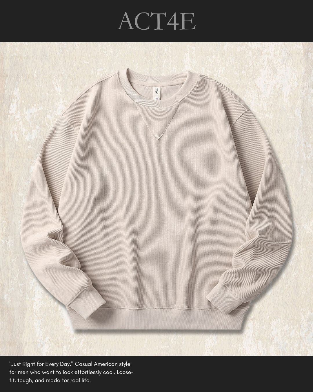【M-4XL】loose fit corduroy ribbed sweatshirt 【ACT0270】
