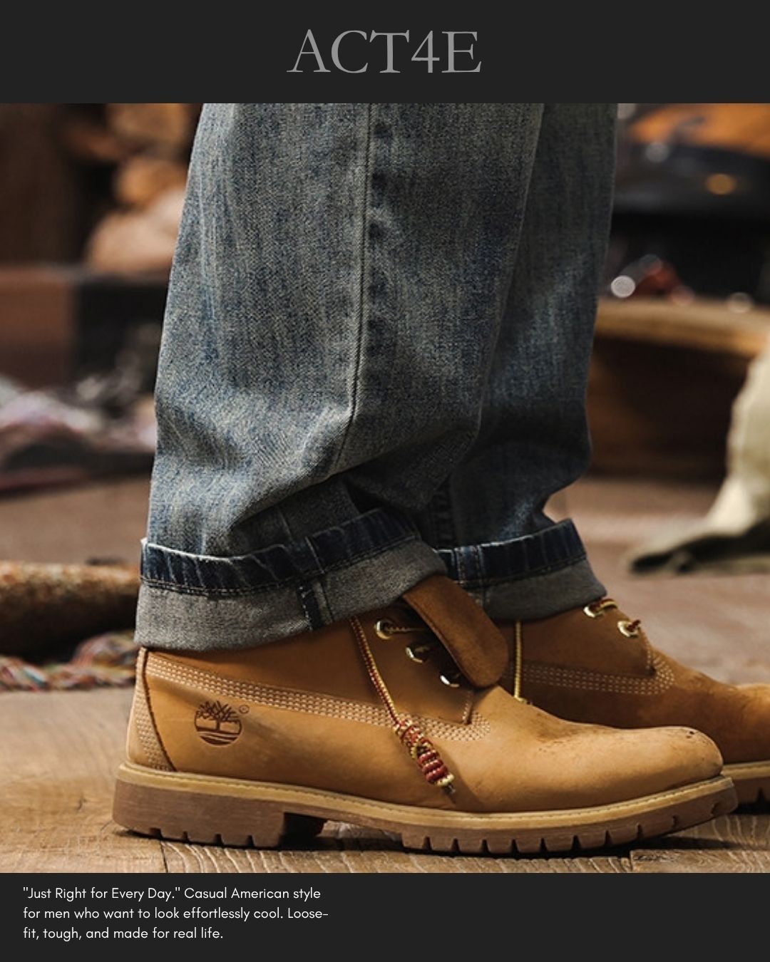 【28-40】vintage washed straight denim pants 【ACT0250】