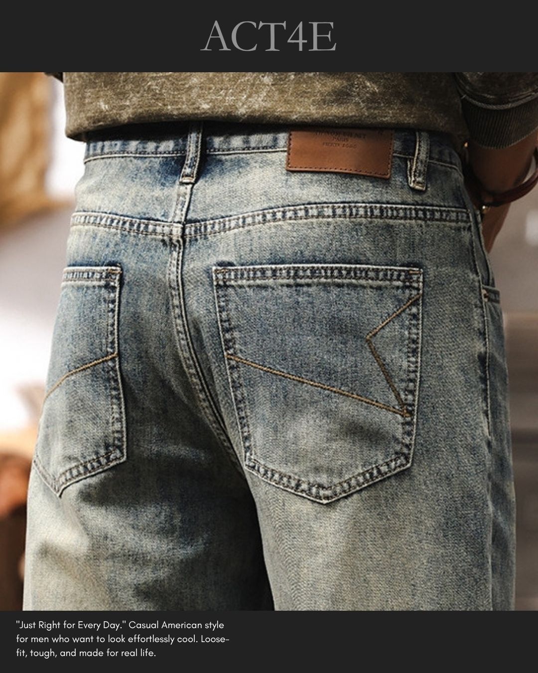 【28-40】vintage washed straight denim pants 【ACT0250】