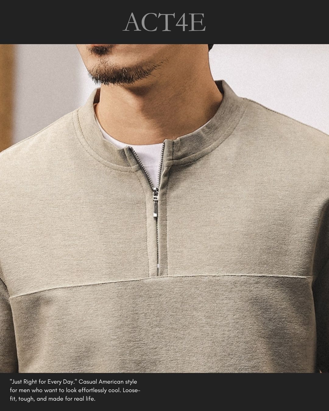 【M-4XL】casual half zip long sleeve sweatshirt 【ACT0268】