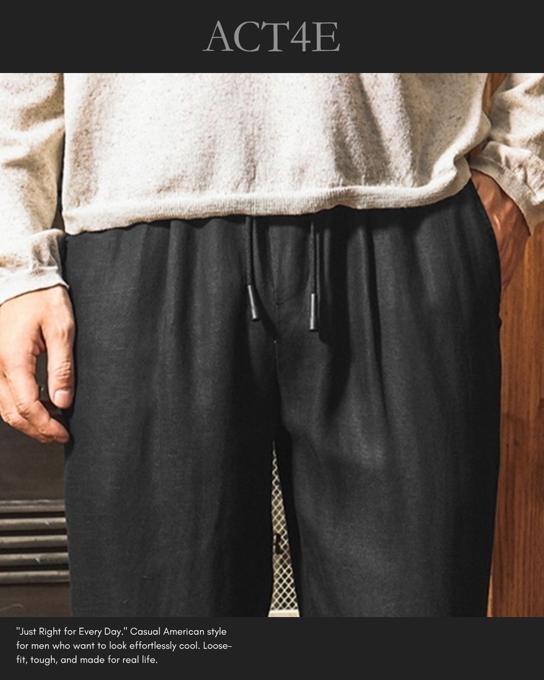 【M-3XL】relaxed fit linen blend trousers 【ACT0271】