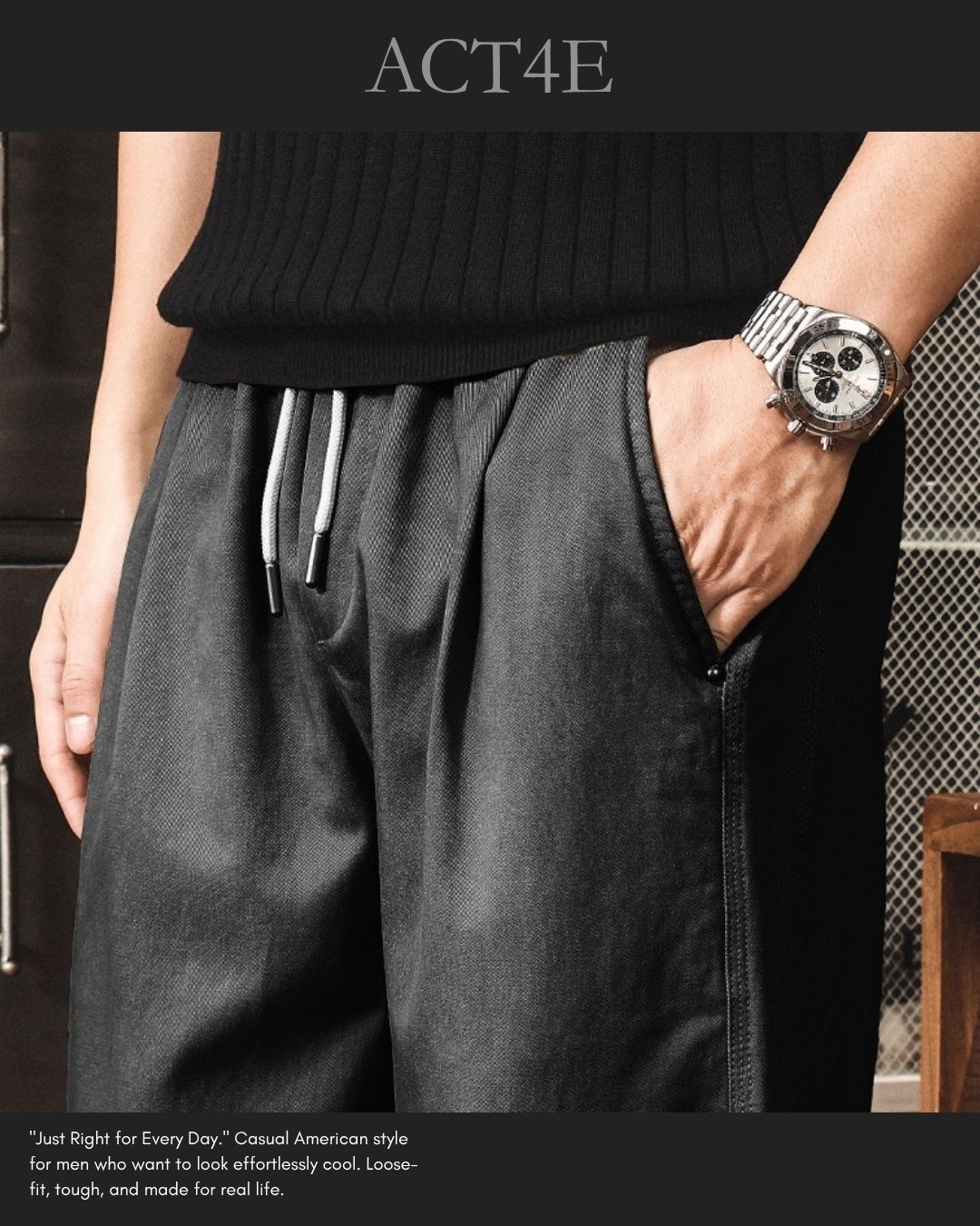 【28-38】relaxed fit casual wide pants 【ACT0255】