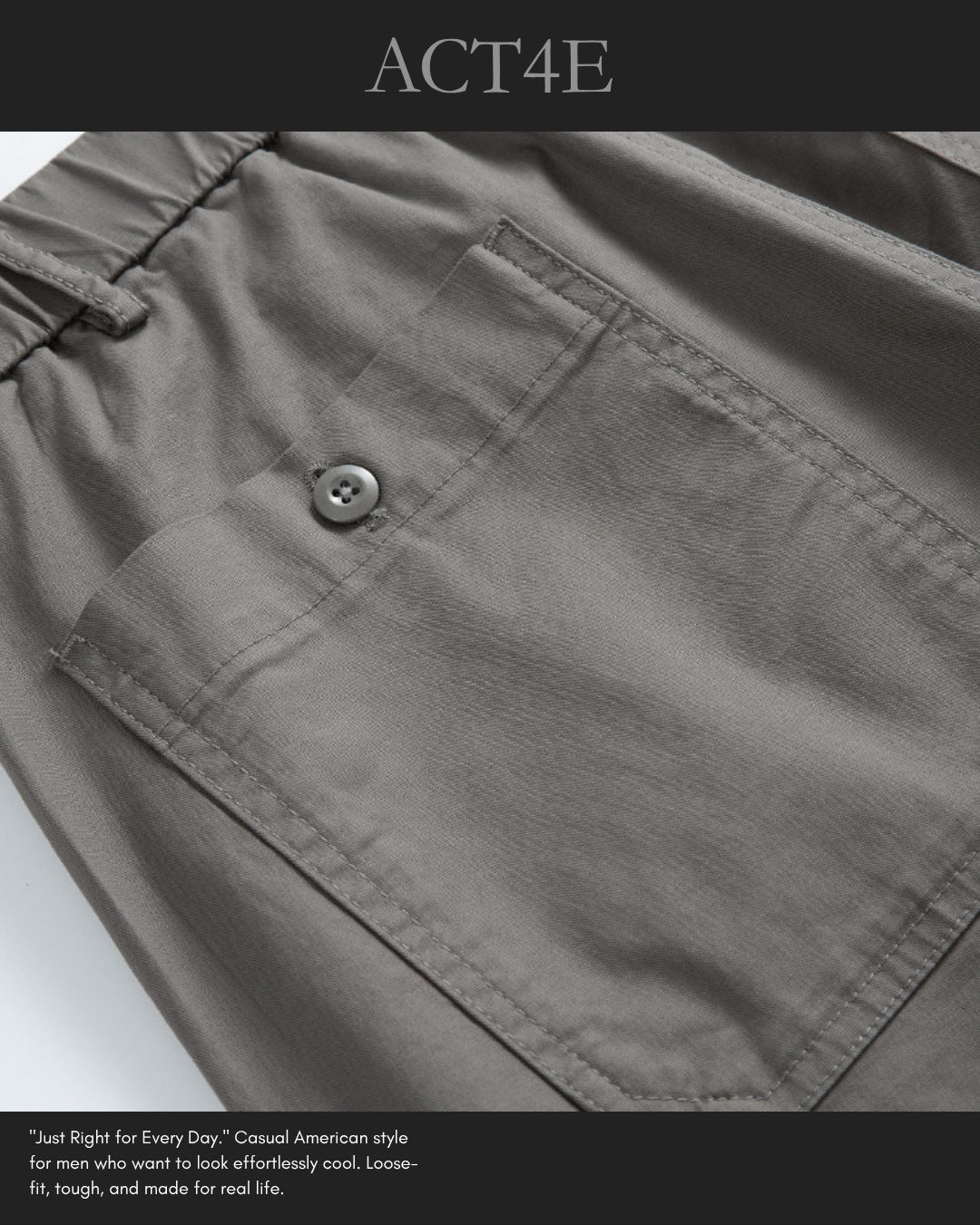 【28-38】straight fit casual cotton pants 【ACT0254】