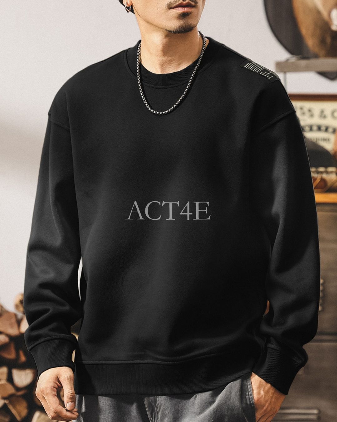 【S-4XL】loose fit vintage crewneck sweatshirt 【ACT0260】