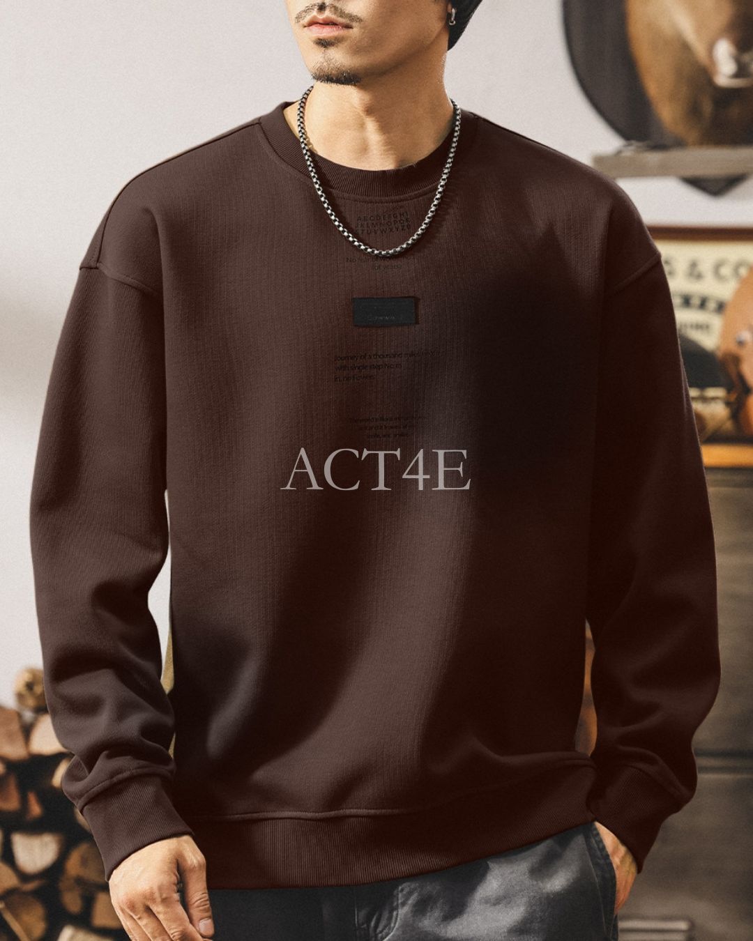 【S-4XL】vintage relaxed graphic crewneck sweatshirt 【ACT0262】