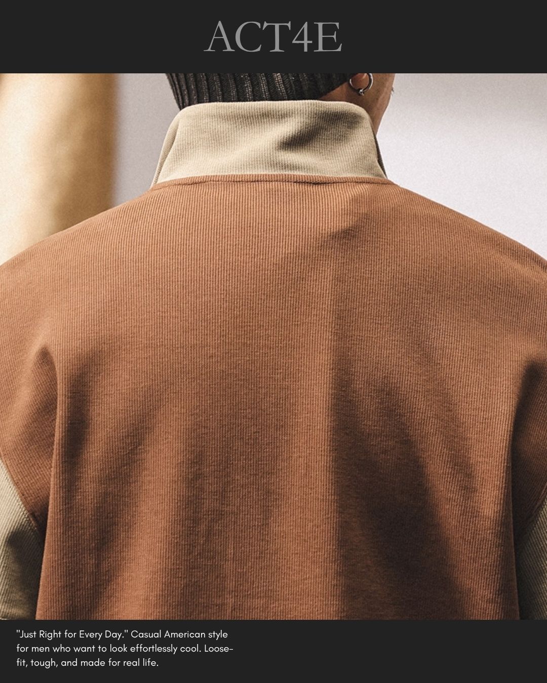 【M-4XL】colorblock half zip ribbed sweatshirt 【ACT0267】