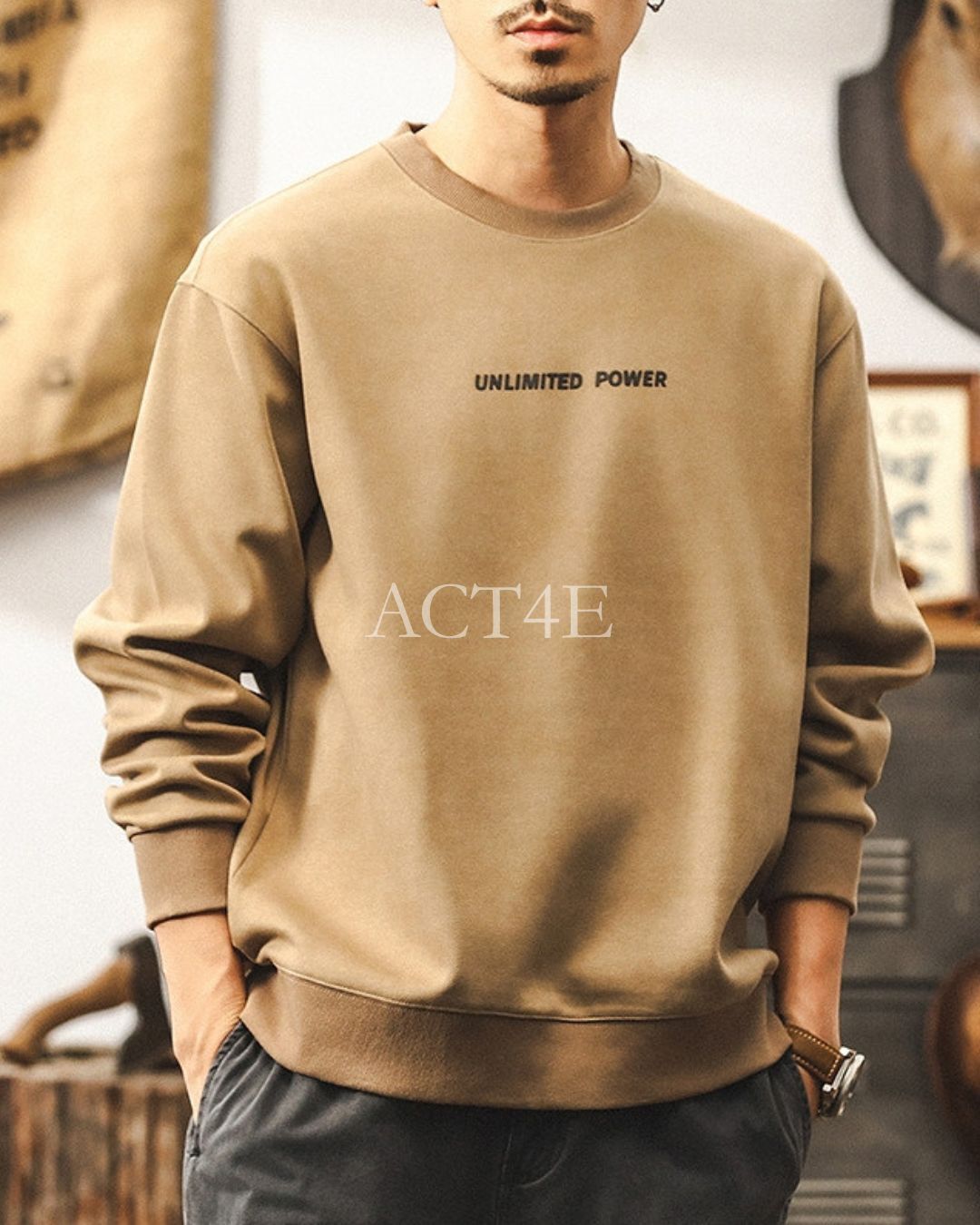 【S-4XL】minimalist front logo loose sweatshirt 【ACT0258】