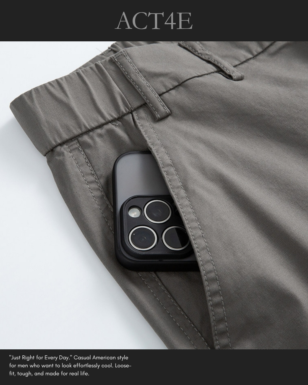 【28-38】straight fit casual cotton pants 【ACT0254】