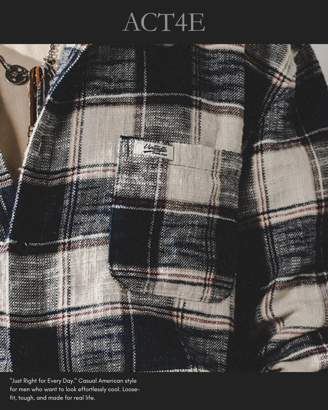 【M-3XL】vintage plaid long sleeve shirt 【ACT0295】