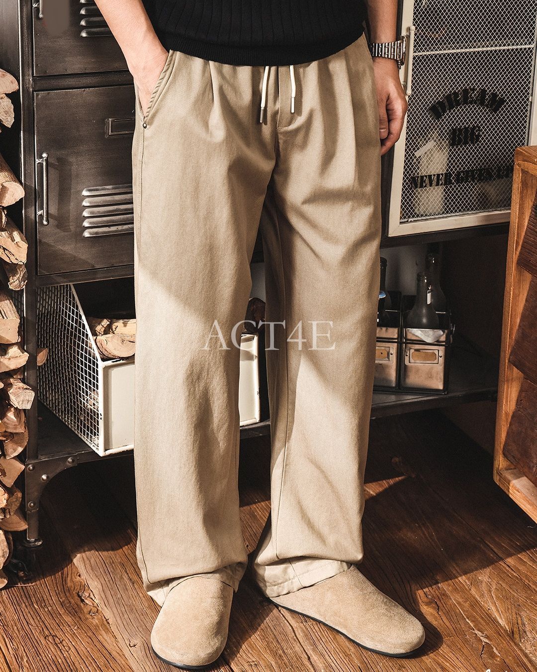 【28-38】relaxed fit casual wide pants 【ACT0255】
