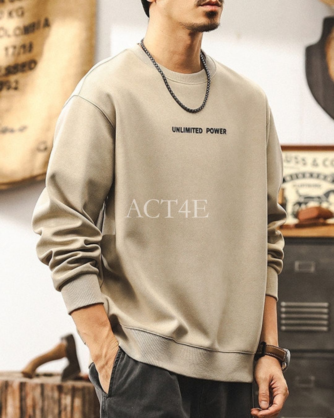 【S-4XL】minimalist front logo loose sweatshirt 【ACT0258】