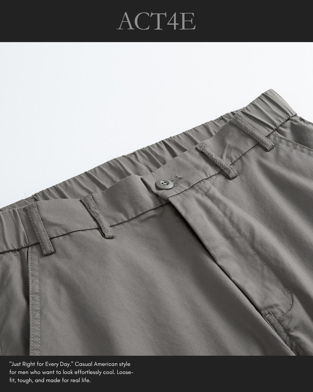 【28-38】straight fit casual cotton pants 【ACT0254】