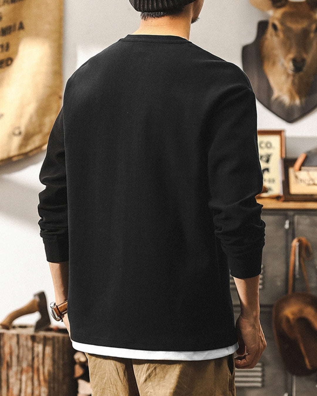 【M-4XL】layered v-neck long sleeve sweatshirt 【ACT0247】