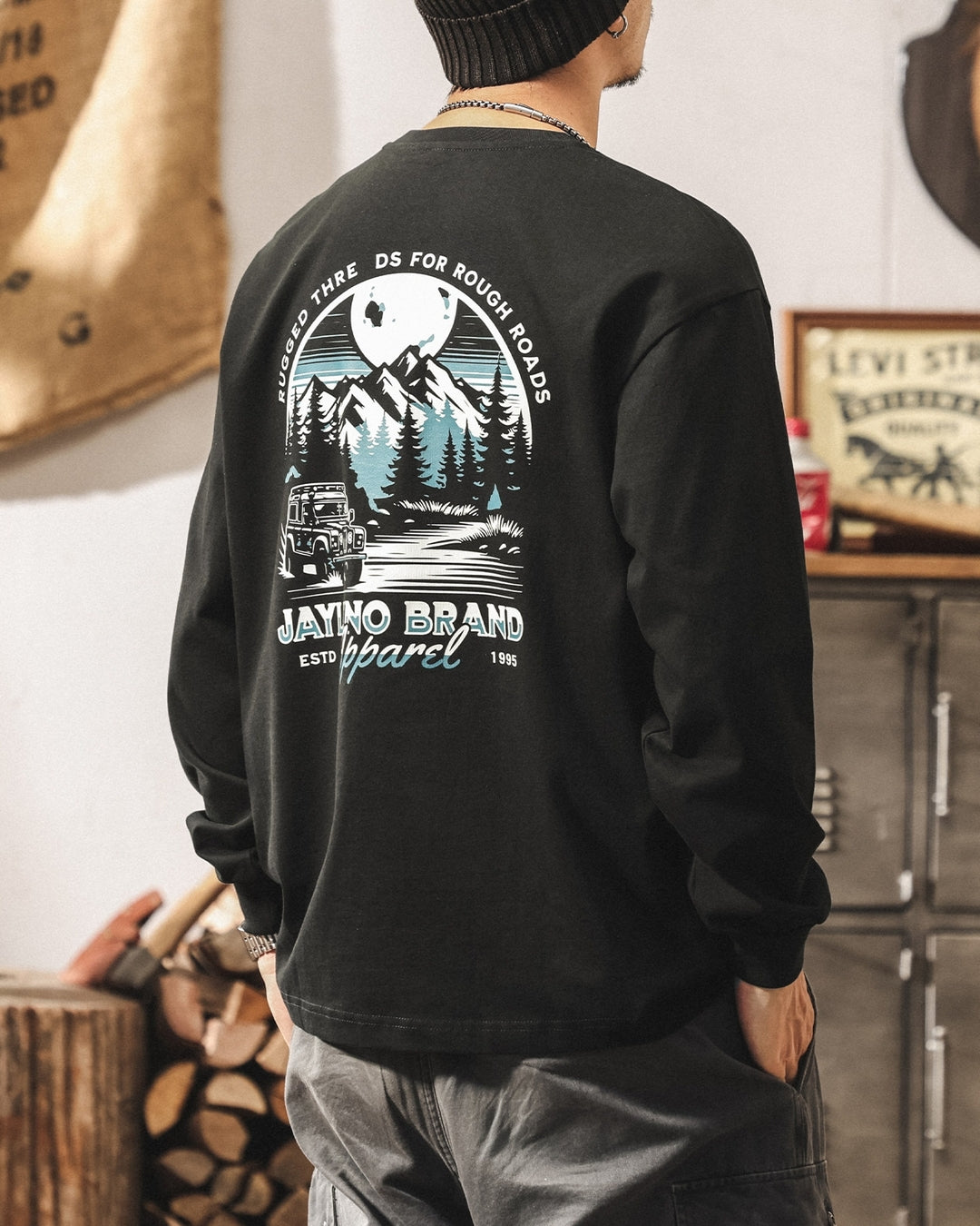 【M-4XL】outdoor back graphic long sleeve tshirt 【ACT0251】