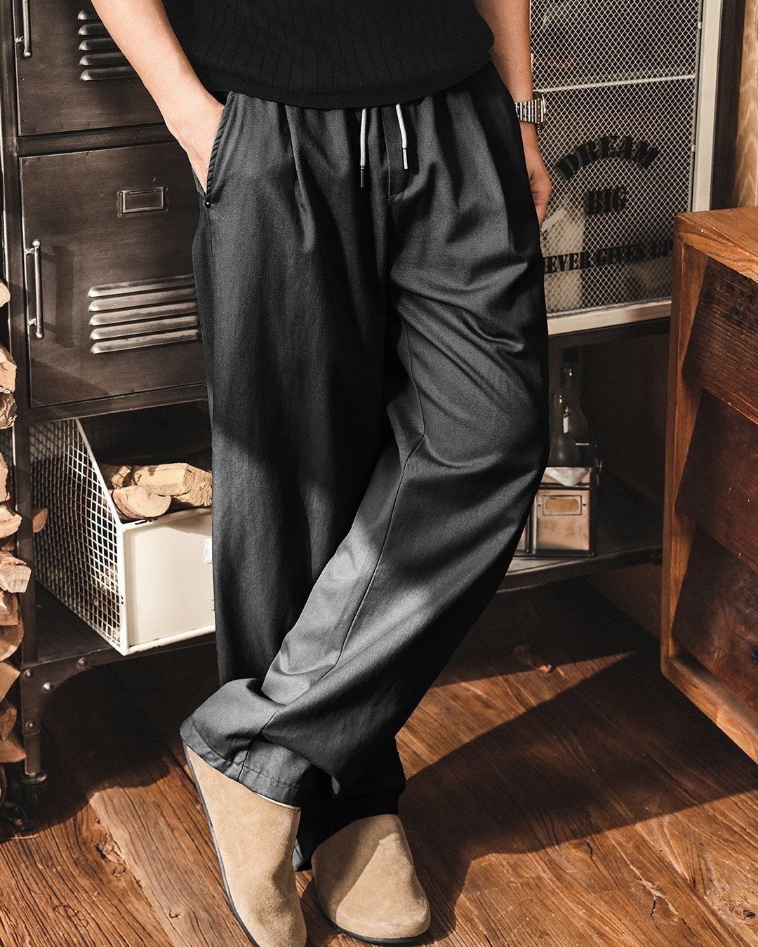 【28-38】relaxed fit casual wide pants 【ACT0255】