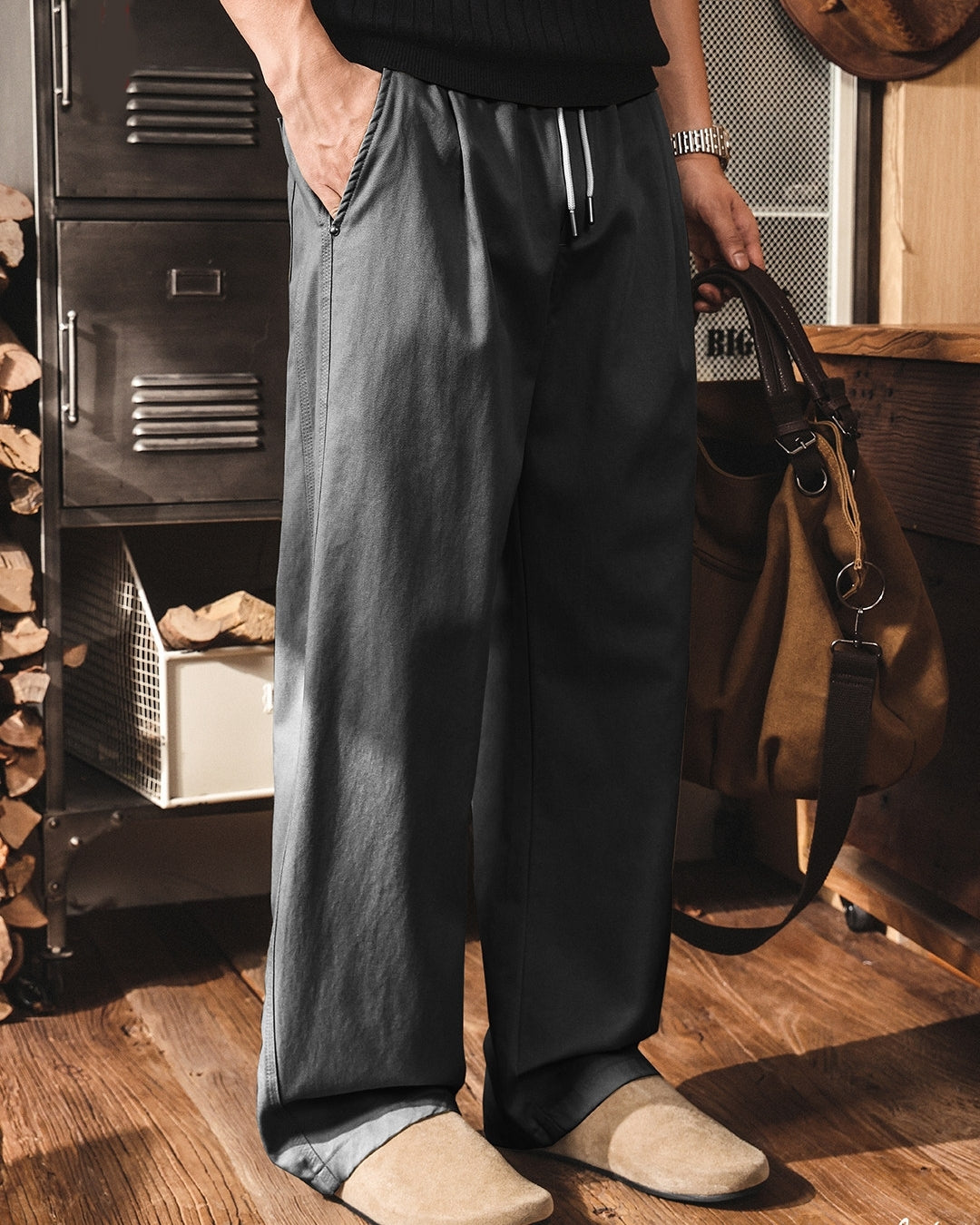 【28-38】relaxed fit casual wide pants 【ACT0255】