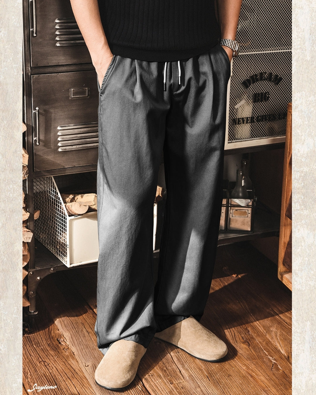 【28-38】relaxed fit casual wide pants 【ACT0255】