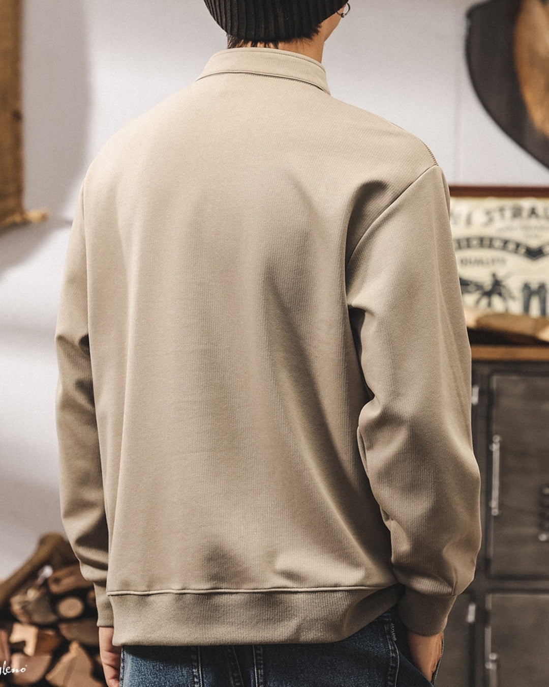 【M-4XL】henley neck vintage casual sweatshirt 【ACT0256】