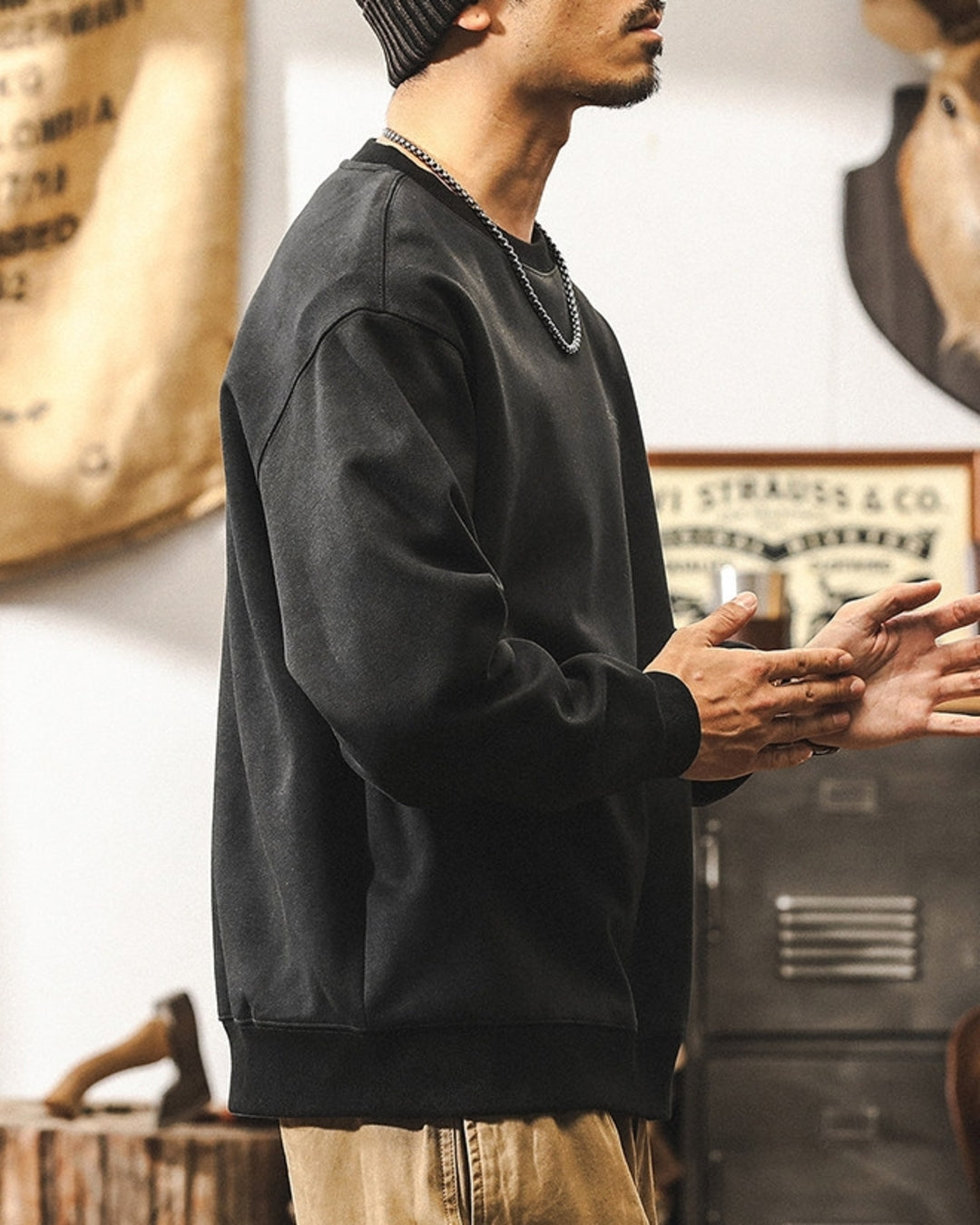 【S-4XL】relaxed fit chest logo sweatshirt 【ACT0261】