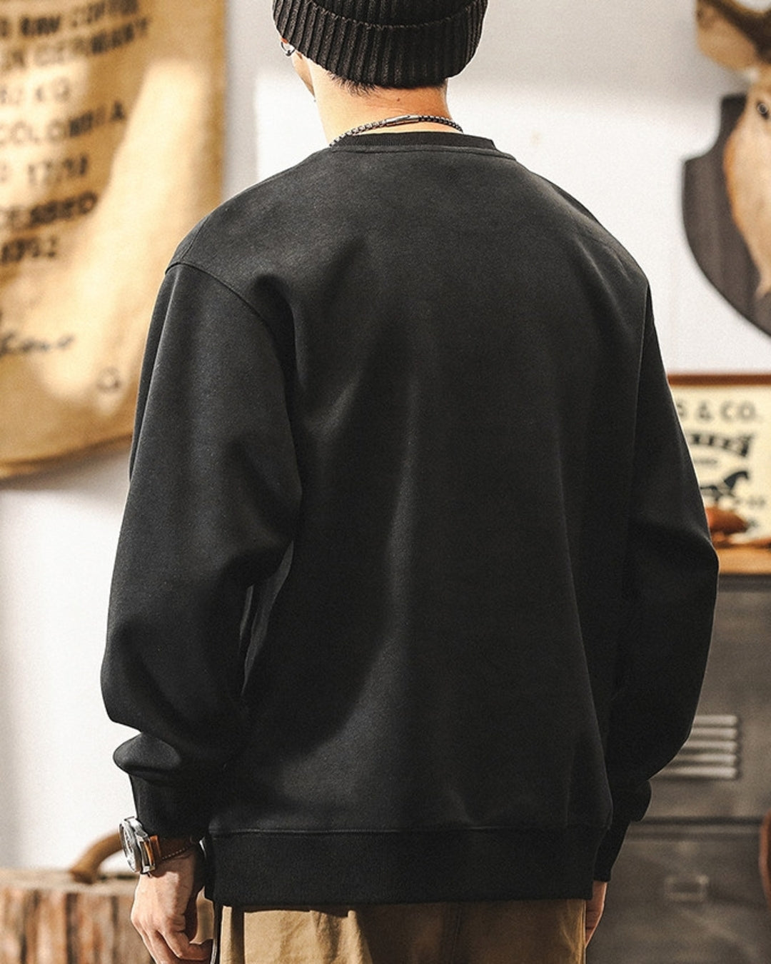 【S-4XL】relaxed fit chest logo sweatshirt 【ACT0261】