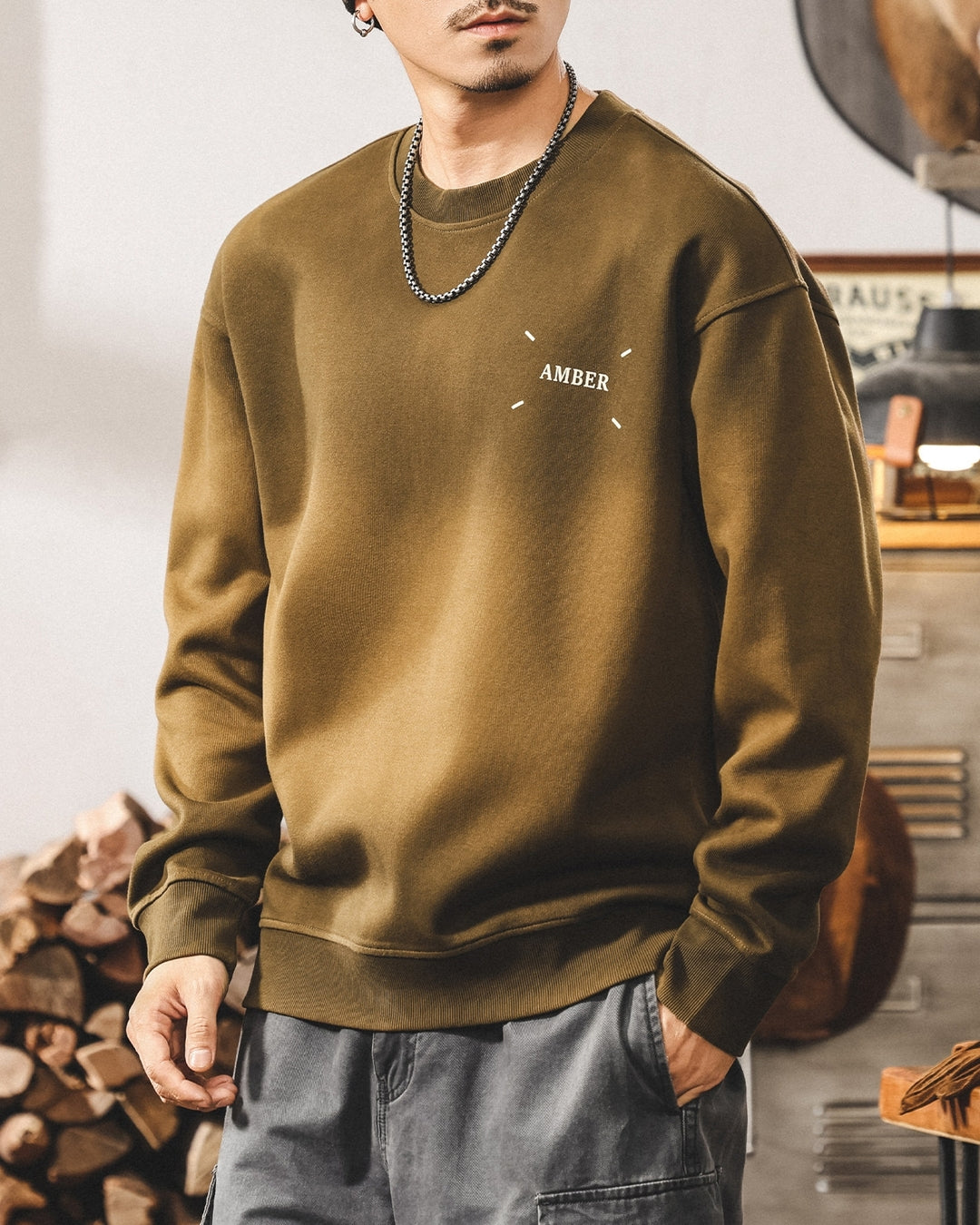 【S-4XL】relaxed fit chest print sweatshirt 【ACT0263】