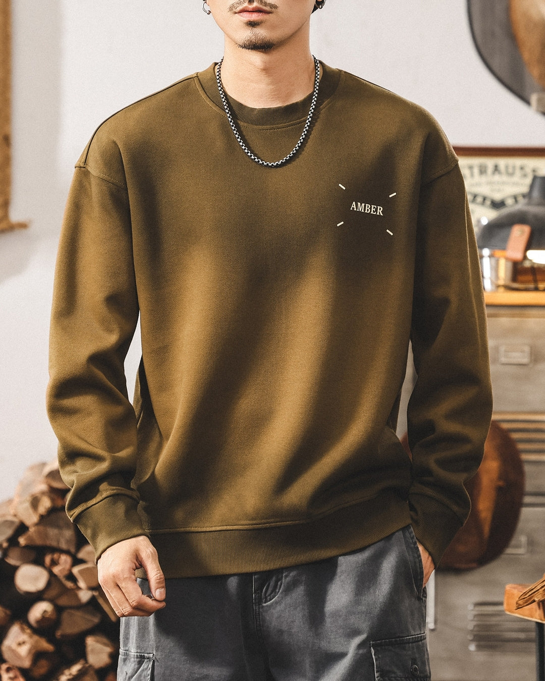 【S-4XL】relaxed fit chest print sweatshirt 【ACT0263】