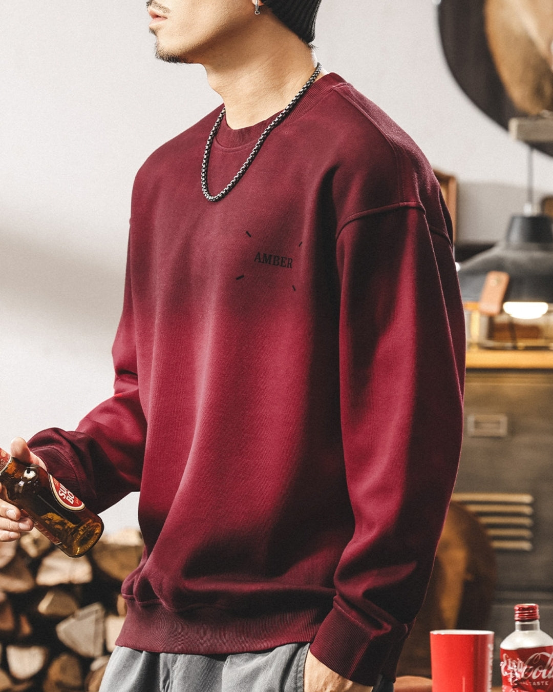 【S-4XL】relaxed fit chest print sweatshirt 【ACT0263】