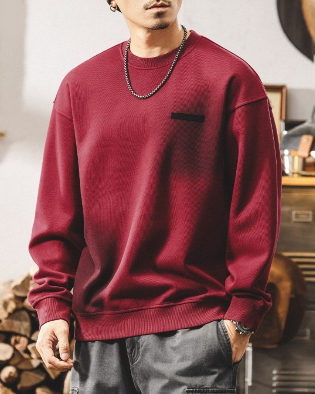【S-4XL】casual relaxed crewneck fleece sweatshirt 【ACT0264】