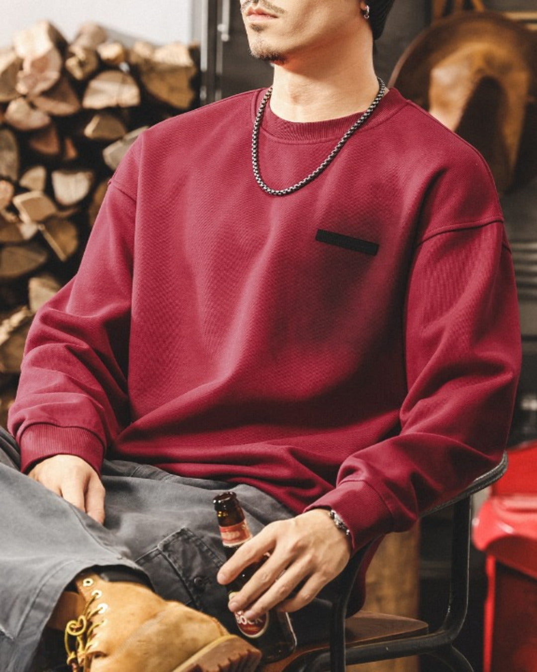 【S-4XL】casual relaxed crewneck fleece sweatshirt 【ACT0264】