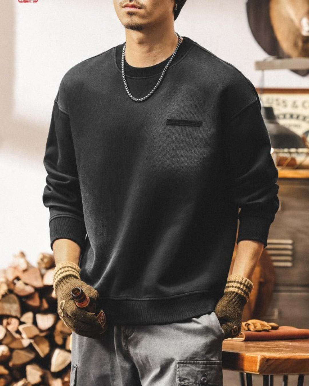 【S-4XL】casual relaxed crewneck fleece sweatshirt 【ACT0264】