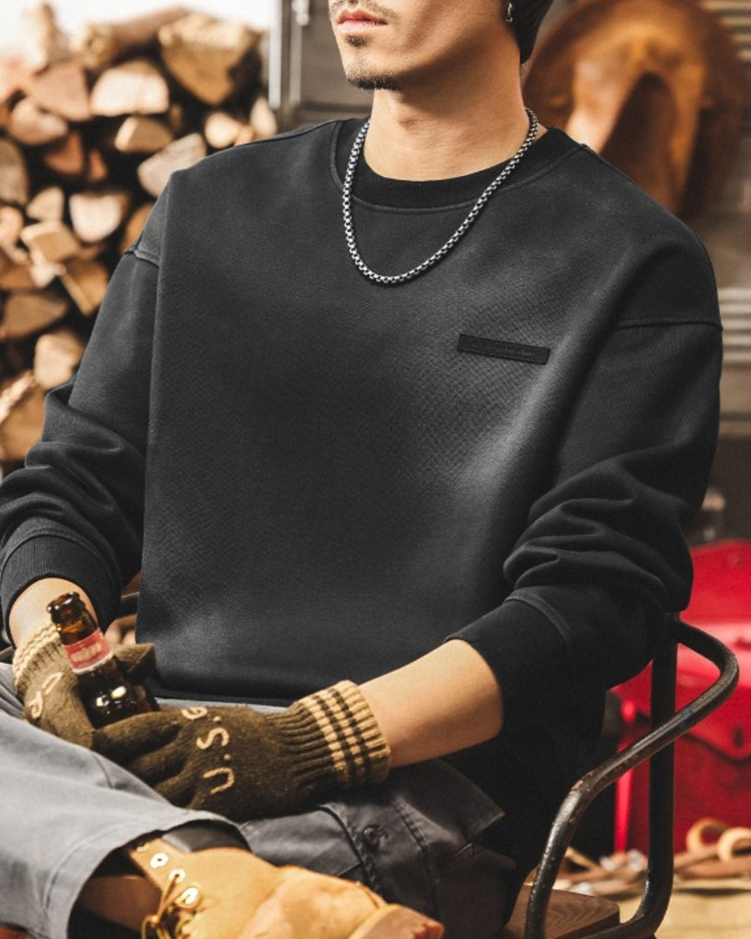 【S-4XL】casual relaxed crewneck fleece sweatshirt 【ACT0264】