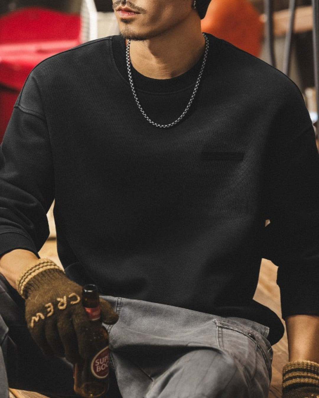 【S-4XL】casual relaxed crewneck fleece sweatshirt 【ACT0264】