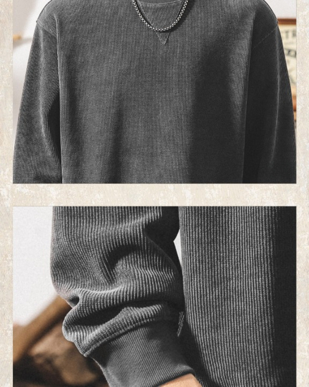【M-4XL】loose fit corduroy ribbed sweatshirt 【ACT0270】
