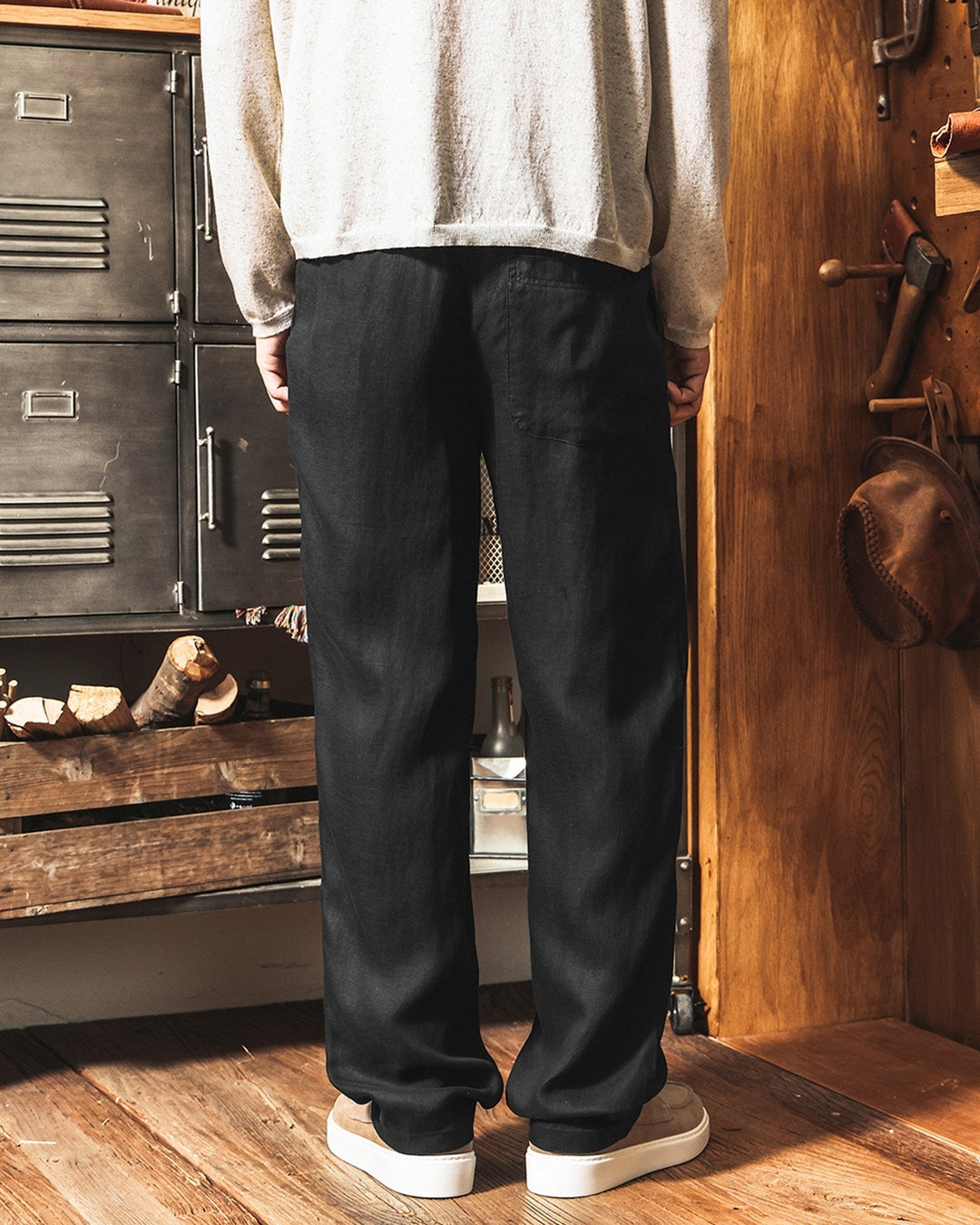 【M-3XL】relaxed fit linen blend trousers 【ACT0271】