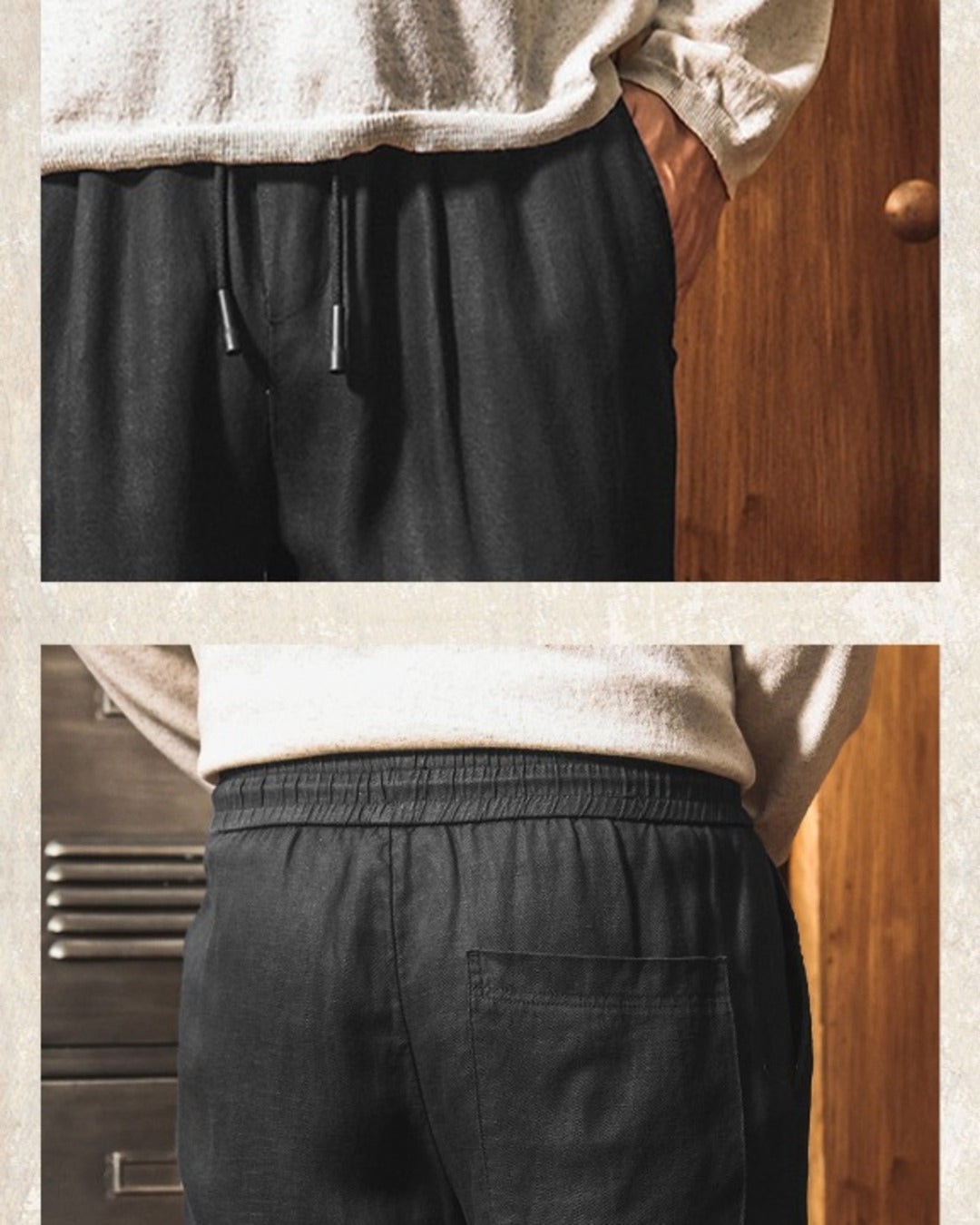 【M-3XL】relaxed fit linen blend trousers 【ACT0271】