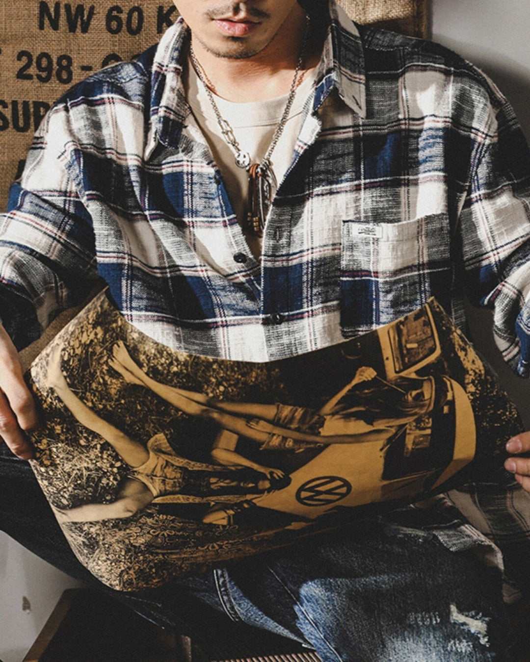【M-3XL】vintage plaid long sleeve shirt 【ACT0295】