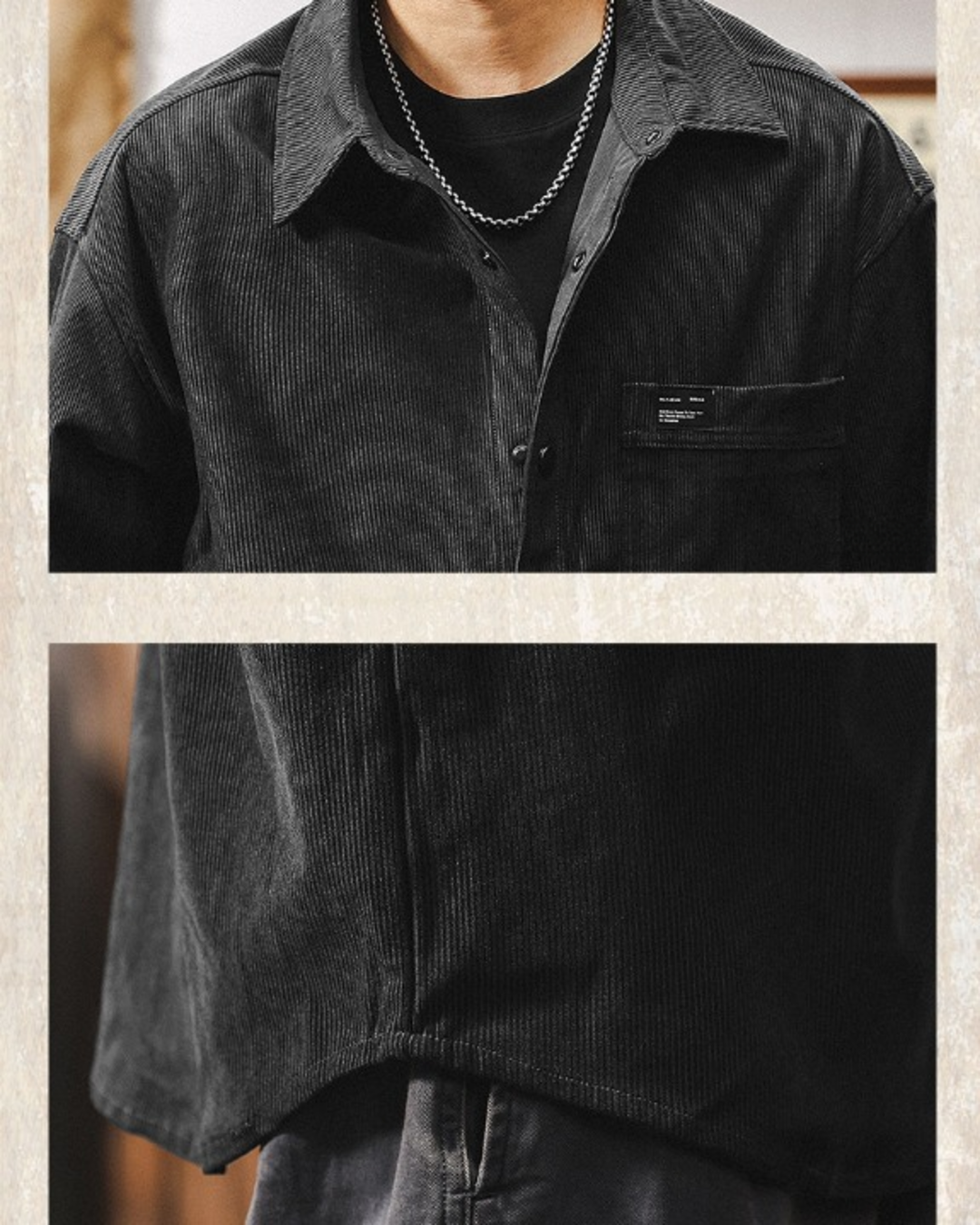 【M-4XL】relaxed fit corduroy long shirt 【ACT0299】