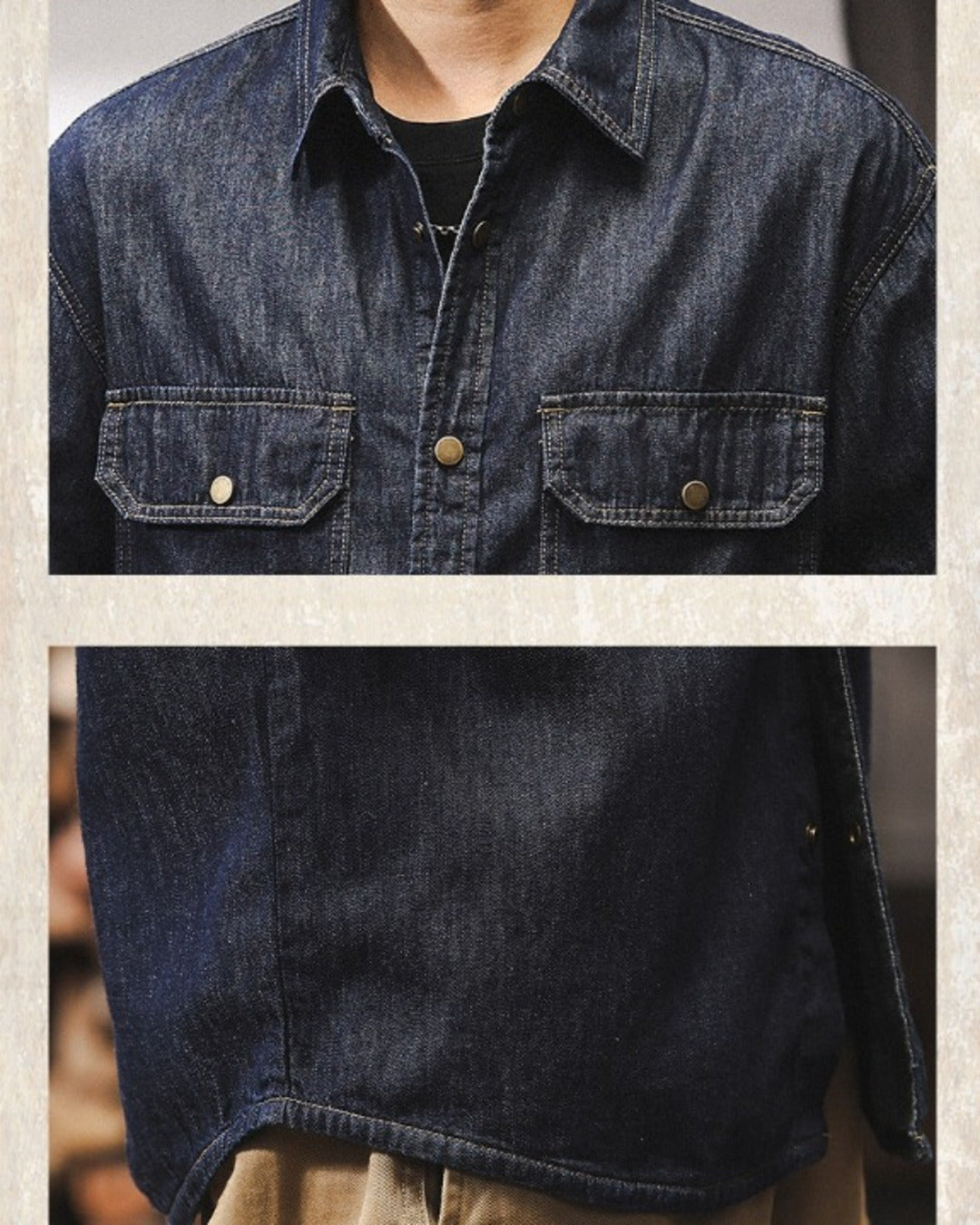【M-4XL】vintage raw denim work shirt 【ACT0302】