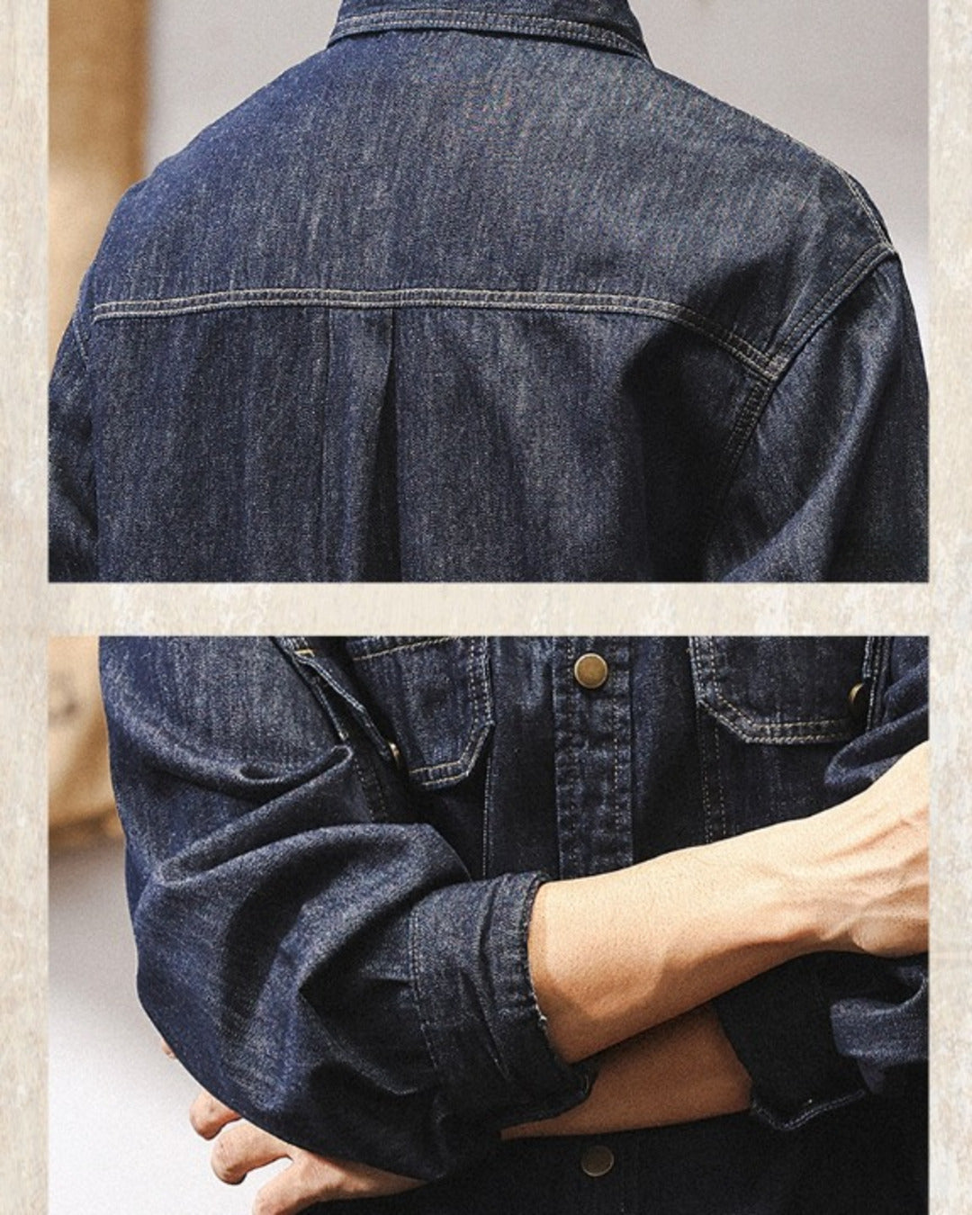 【M-4XL】vintage raw denim work shirt 【ACT0302】