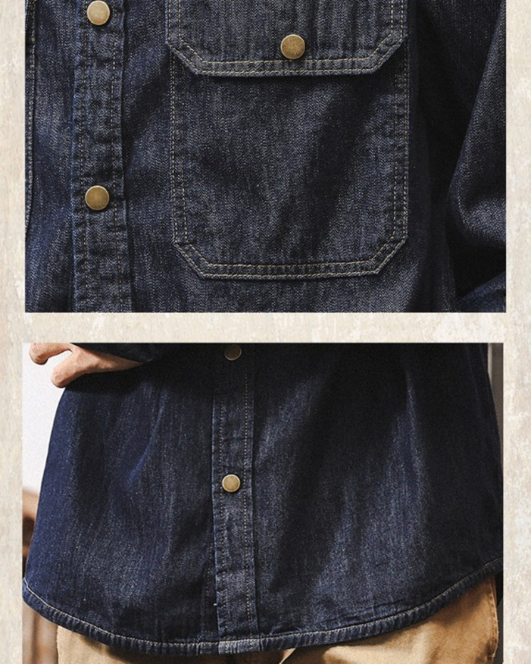 【M-4XL】vintage raw denim work shirt 【ACT0302】