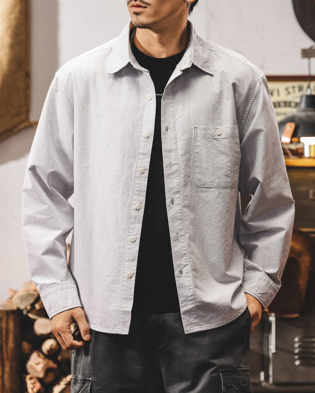 【M-4XL】loose oxford long sleeve shirt 【ACT0303】