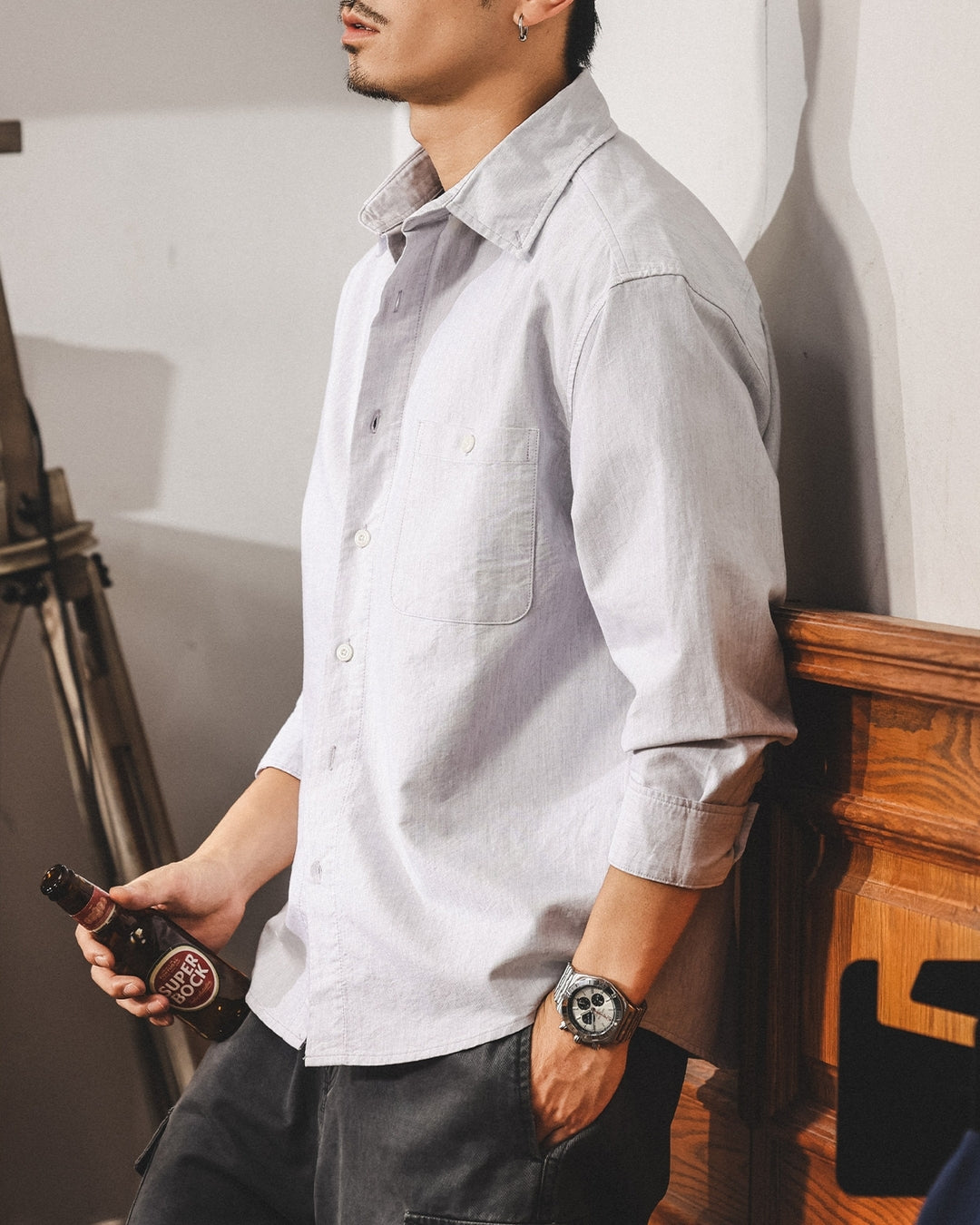 【M-4XL】loose oxford long sleeve shirt 【ACT0303】
