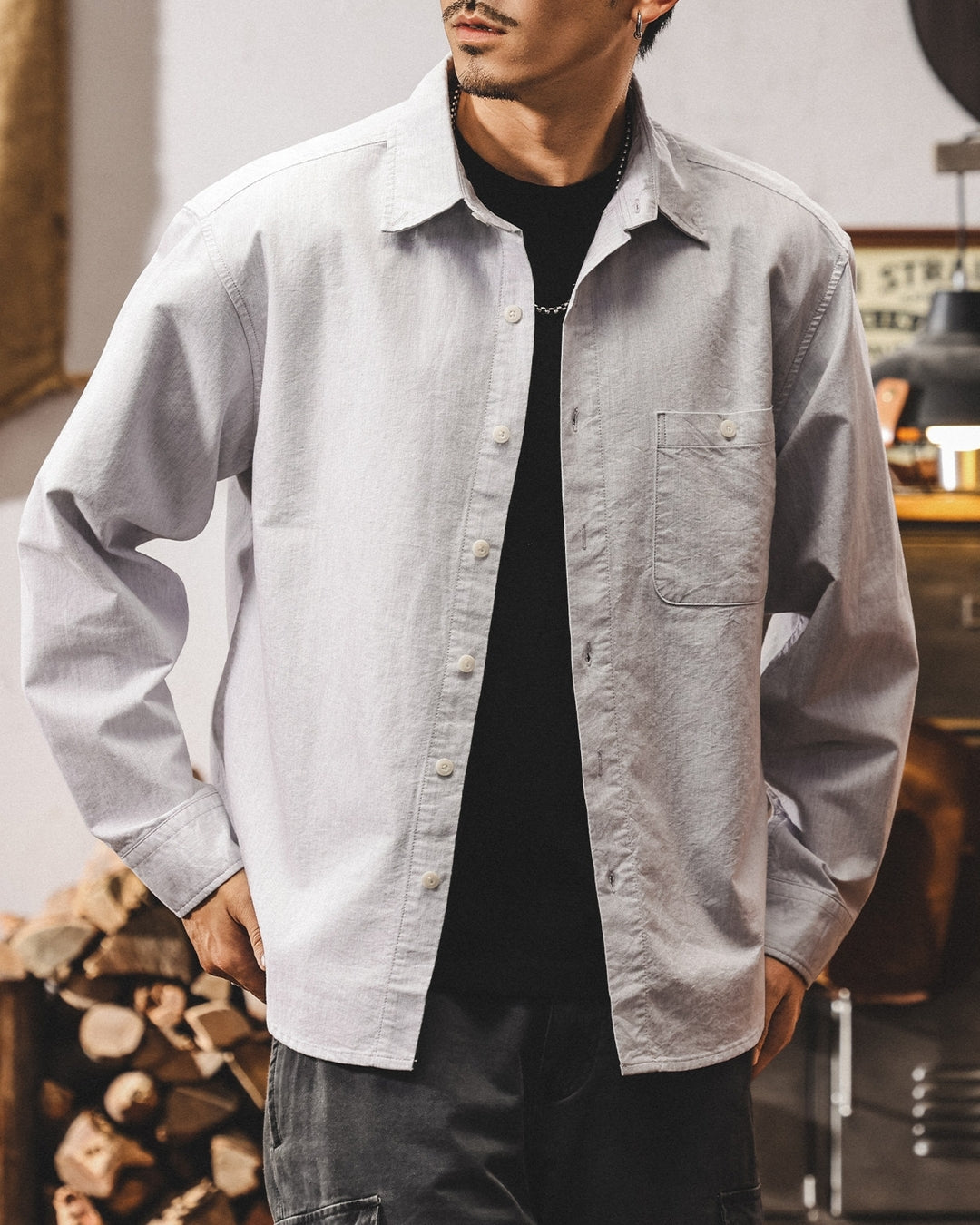 【M-4XL】loose oxford long sleeve shirt 【ACT0303】