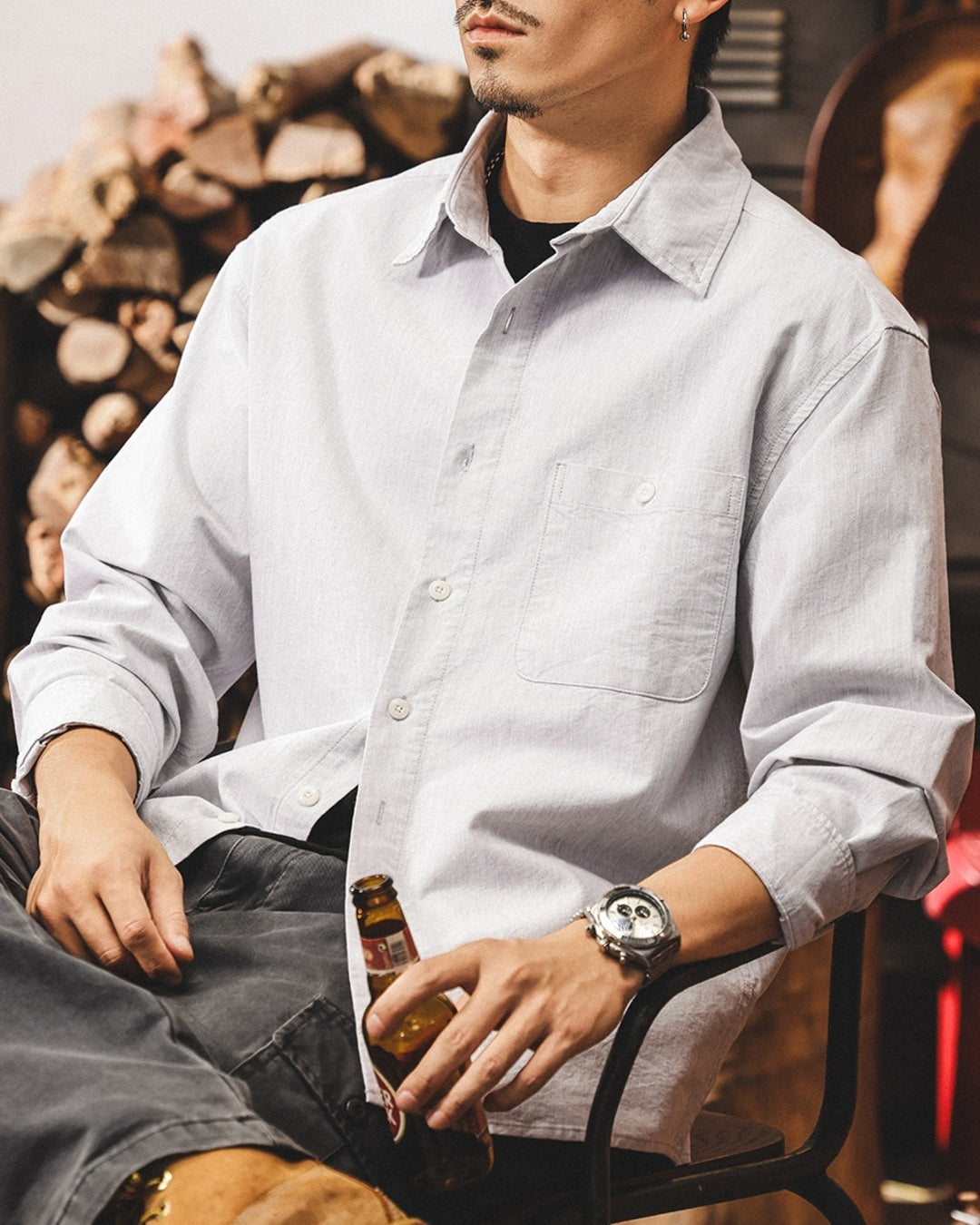 【M-4XL】loose oxford long sleeve shirt 【ACT0303】