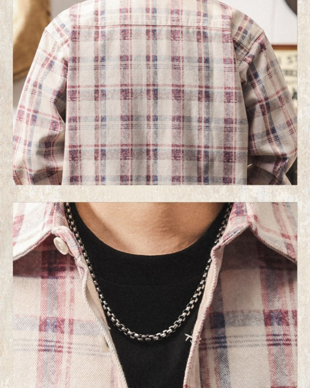 【M-4XL】loose plaid tencel long shirt 【ACT0304】