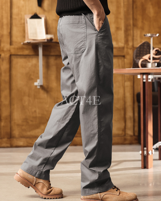 【28-38】straight fit casual cotton pants 【ACT0254】